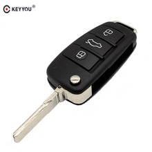 KEYYOU 10 unids/lote 3 botones llave de coche con tapa llave plegable con control remoto cubierta de la carcasa de la llave para Audi A2 A3 A4 A6 A6L A8 S5 Q7 TT 2024 - compra barato