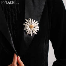 FFLACELL NEW Female Male Elegant Vintage Metal Plant Flowers Daisy Brooch for Women Man Collar Accessories Couple Jewelry Gifts 2024 - buy cheap