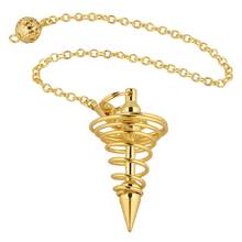TUMBEELLUWA-amuleto de Metal curativo, péndulo en espiral para adivinación, Color dorado/plateado/latón/oro rosa, pirámide, Reiki 2024 - compra barato