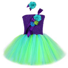 Vestido de sirena morado y verde para niñas, tutú de tul de princesa, Vestido de fiesta de cumpleaños de niña de flores, disfraz de sirena para Halloween 2024 - compra barato