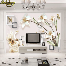 beibehang Embossed jewelry lily modern simplicity Tv background wall paper 3d wallpaper mural murals papel de parede wallpaper 2024 - buy cheap