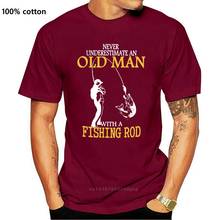Мужская черная футболка с надписью «Never Underestimate An Old Fishinger», красивая футболка, хипстерская хлопковая простая футболка, распродажа 2024 - купить недорого