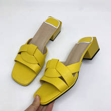 2022 New Summer Women slippers Fashion High Heels Open Toe Beach Flip Flops Ladies Square  Heels Shoes Woman Size 34-43 2024 - buy cheap