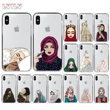 Muçulmano gril olhos árabe hijab meninas diy pintado capa de telefone para o iphone 13 11 12 pro xs max 8 7 6s plus x 5 5S se xr capa 2024 - compre barato