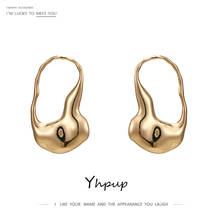 Yhpup Новый трендовый простой дизайн геометрические серьги-гвоздики высокого корпус из качественного цинкового сплава Brincos Oorbellen для женщин офисные подарок 2021 2024 - купить недорого