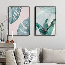 Pintura artística abstrata em tela, folhas nórdicas frescas, planta verde, pintura, imagem na parede, decoração moderna para casa, sala de estar 2024 - compre barato