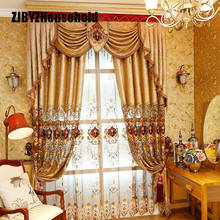 European Style Curtains for Living Room High End Embroidery Embroidered Gauze Window Golden Elegant Bedroom Curtains Valance 2024 - buy cheap