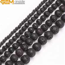 Cuentas de Lava negras naturales para fabricación de joyas, abalorios sueltos DIY de 15 pulgadas, 4-20mm, regalo 2024 - compra barato