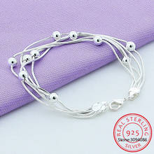 925 Sterling Silver Five Snake Chain Bracelet Smooth Bead Silver Bracelet Fashion Women Wedding Engagement Jewelry 2024 - buy cheap