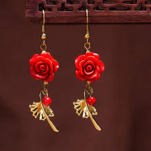 National Style Jewelry Earrings Wholesale Original Design Hand Carved Rose Alloy Earrings New No.1269 2024 - buy cheap