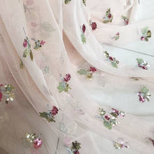 Vestido de renda com lantejoulas em 3d com tecido bordado de rosa vestido qipao roupas para crianças vestido de casamento tecido macio material faça você mesmo 2024 - compre barato