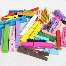 Clips de madera de colores aleatorios, pinzas para ropa de madera Natural, papel fotográfico, clavijas para manualidades, 3,5 cm, 4,5 cm, 50 Uds. 2024 - compra barato