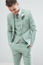 Светильник зеленый выпускные мужские свадебные костюмы Вечеринка комплект со смокингом жениха, облегающая модель Terno Masculino индивидуальный заказ мужской костюм для выпускного вечера, 3 предмета 2024 - купить недорого