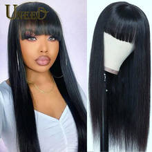 Brazilian Straight Human Hair Wigs With Bangs Pre Plucked full machine made wig Remy Hair Wigs with Bangs Human Hair For Women 2024 - buy cheap
