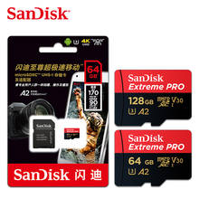 SanDisk Extreme PRO Micro SD Card 64GB 128GB 256GB A2 Flash Memory Cards High Speed up to 170MB/s microSDXC V30 U3 TF Cards 2024 - buy cheap