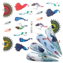 2022 New Arrival Nail Sticker Slider Colorful Peacock Leaf Flower Water Decal Wraps Nail Art Decor Beauty Foil Manicure 2024 - buy cheap