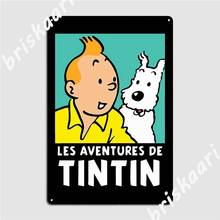 As aventuras de tintin sinais de metal decoração de parede sala de estar club tin sinal cartazes 2024 - compre barato