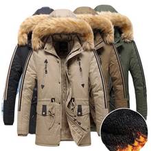 Men X-Long Parkas Men's Big Fur Collar Hooded Cotton Padded Coat Velvet Warm Jacket Outdoor Washed Warm Windproof Overcoats 2024 - buy cheap