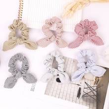 Women Striped Hair Ring Rope Bow knot Scrunchies Ponytail Holder Tie Girl Hairbands Elastic Hair Bands Hair Accessories 2024 - buy cheap