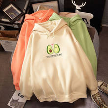 Harajuku Couple Avocado Hoodies Fashion Small Fresh Women Sweatshirt Kawaii Cartoon Pullover Female Graphic Hoody Tracksuit 2024 - buy cheap