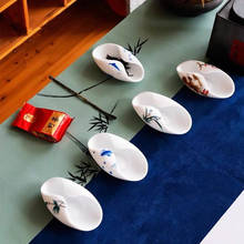 Tea Holder Hand Painted White Porcelain Tea Appreciation  Ceramic Tea Spoon Tea Ceremony Utensils Tea Set the Saucer Tea Spoon 2024 - buy cheap