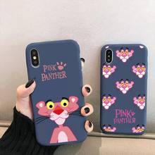 Capa de celular linda de rosa com pantera, capa azul macia de silicone para iphone 12 11 pro max mini xs max x xr 7 8 6 plus 2024 - compre barato