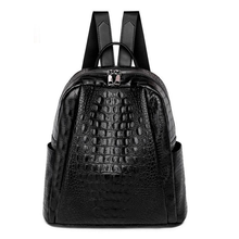 Mochila feminina de luxo de alta qualidade, bolsa preta com estampa de crocodilo, para jovens, de couro, 2021 2024 - compre barato