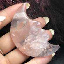 Natural Pink Quartz Crystal Moon face Shaped Gemstone Healing Polished Stones Natural Quartz Crystals 2024 - buy cheap