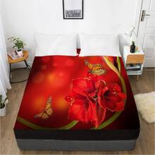 3D Fitted Sheet Custom Single Queen King Size Bed Sheet With Elastic Mattress Cover 90x200 Bedding Rose For Wedding Microfiber 2024 - купить недорого
