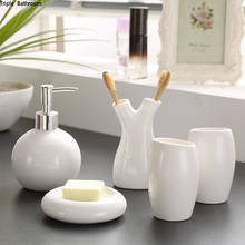 Современный набор из пяти предметов для мытья, керамическая стойка для мыла, держатель для зубных щеток, чашка для рта, контейнер для жидкого мыла, набор аксессуаров для ванной комнаты 2024 - купить недорого
