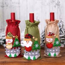 Рождественский Санта снеговик дизайн крышка бутылки вина льняная Рождественская бутылка пылезащитный чехол декор для обеденного стола Рождественское украшение 2024 - купить недорого