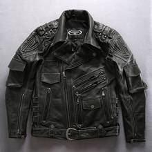 ANGEL-chaquetas de cuero grueso para hombre, abrigos de piel de vaca para motocicleta, S-4XL de invierno 2024 - compra barato