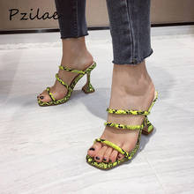 Pzilae-Sandalias de tacón alto con correa estrecha para mujer, zapatos de verano, calzado abierto, serpentina, tallas 35-41 2024 - compra barato