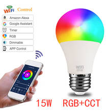 1PC 15W WiFi Smart Light Bulb B22 E27 LED RGB Lamp Work With Alexa Google Home White Dimmable Timer Function Magic Bulb Hot Sale 2024 - buy cheap