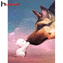 Huacan-Cuadro de perro con diamantes 5D, bordado, mosaico, punto de cruz, imagen de Animal, diamantes de imitación 2024 - compra barato