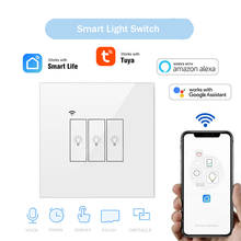 Tuya ue wifi 1/2/3 gang 10a 220v interruptor de luz inteligente tela vidro do painel toque interruptores parede sem fio com alexa google casa
