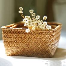 Handmade Straw Dried Flower Fruit Pot Basket Three-piece Set Without Cover Rattan Box Candy Earphone Organizer Storage Baskets 2024 - buy cheap