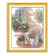 Alegria domingo ponto cruz 11 & 14ct canvas pessoas needlework, bordado diy dmc ponto cruz kit janela padrão decoração para casa 2024 - compre barato