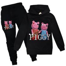 Sudadera con capucha para niños Robloxing piggy, Tops informales, pantalones, sudaderas de algodón, chándal de manga larga, conjuntos de ropa para niños 2024 - compra barato