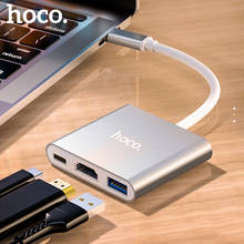 Беспроводное зарядное устройство HOCO USB C концентратор USB 3-в-1 Тип C док-станция USB 3,0 концентратор HDMI-совместимого адаптера USB разветвитель для MacBook/Pro/Air и Тип C Windows ноутбуки 2024 - купить недорого