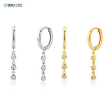 Kikichicc European 925 Sterling Silver Gold Zircon Charm Chain Drop Earring Women Fashion Crystal CZ Pendiente Jewelry Clip Rock 2024 - buy cheap