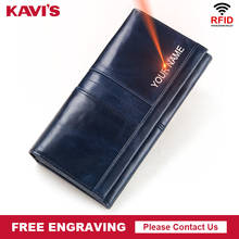 KAVIS 100% Genuine Leather Women Wallet Female Coin Purse Hasp Portomonee Clutch Money Bag Lady Handy Long Free Engraving 2024 - buy cheap