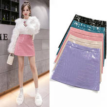 GGRIGHT-faldas cortas de cuero sintético para mujer, minifalda Sexy Coreana de cintura alta con cremallera, color rosa y negro, para verano y primavera, 2021 2024 - compra barato