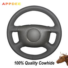 APPDEE Black Leather Genuine Hand-stitched Car Steering Wheel Cover for Audi A6 2000-2003 2004 Audi A3 2000-2001 2003 A4 B6 2002 2024 - buy cheap