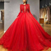 Vestido Rojo hecho a mano con plumas, para celebraciones especiales, alfombra roja, 2020 2024 - compra barato