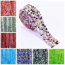 Pulaqi многоцветные полимерные Стразы с кристаллами, лента для отделки, горячая фиксация, расшитая бисером лента, железная аппликация, украшение для обуви, 1,5 2024 - купить недорого