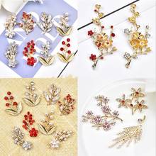 Handmade Crystal Pearls Flower Leaf Exquisite Alloy Rhinestones Plum Blossom Diy Wedding Accessory Ornament Brooch Hairpin Gifts 2024 - buy cheap