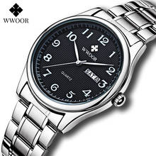 Relógio masculino wwoor 2021, relógio de pulso esportivo de marca luxuosa à prova d'água de aço inoxidável quartzo com data para homens 2024 - compre barato