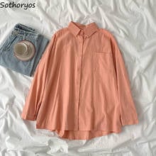 Blusas básicas para mujer, camisas lisas de estilo coreano, sencillas y fáciles de combinar, con cuello vuelto, para uso diario, coloridas y a la moda 2024 - compra barato