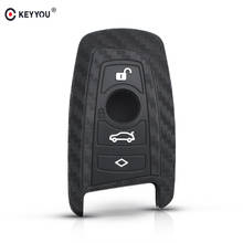 KEYYOU Carbon Fiber Silicone Car Key Case Fob Cover For BMW 1 2 3 4 5 6 7 M Series X3 X4 F20 F22 F30 F31 F36 F10 F11 F07 F12 F01 2024 - buy cheap